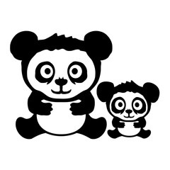 2 Panda Bears Family Love Child Dad Mom Father Mother
