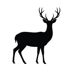 Black silhouette of a majestic deer with antlers
