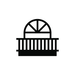Simple icon of a balcony with a fan window