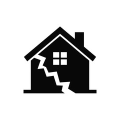 Cracked house icon symbolizing damage or structural issues