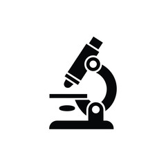 Simple black icon of a microscope on a white background