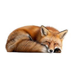 Fototapeta premium Sleeping red fox with fluffy tail and closed eyes