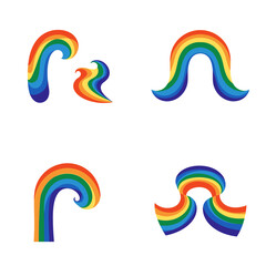 title Four Rainbow Designs with Curved Lines keywords rainbow curved lines designs colorful art illustration