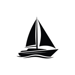 Black silhouette of a sailboat on the water