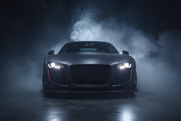 Dark Futuristic Sports Car Front View