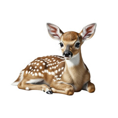 Obraz premium Adorable young deer fawn resting on transparent background
