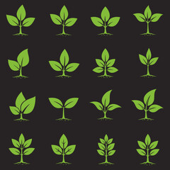 Simple Green Plant Icon Set