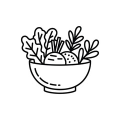 Bowl of fresh salad and root vegetables