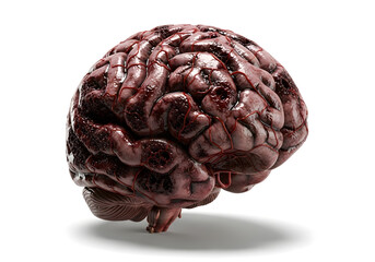 Detailed Human Brain Anatomy Illustration Cerebral Cortex and Vascular Network