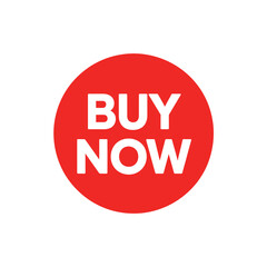 Red circle button with white buy now text