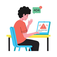 Fototapeta premium Bug Warning Flat vector illustration. 