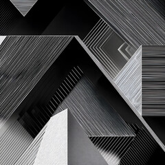 A black and white abstract painting with a lot of lines