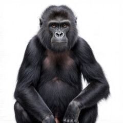 Fototapeta premium Majestic Gorilla Portrait: A striking, up-close shot of a gorilla, captured with keen detail, revealing the strength and wisdom of the primate, with a serene gaze.