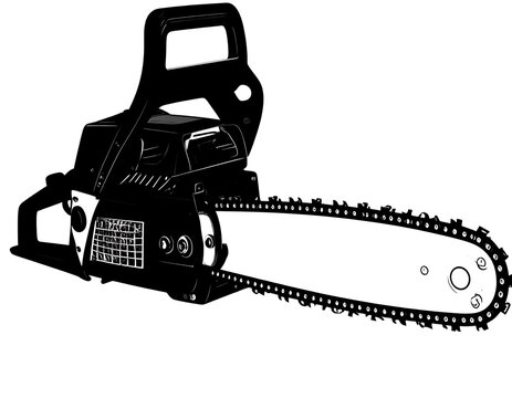 black chainsaw on white background clip art preview