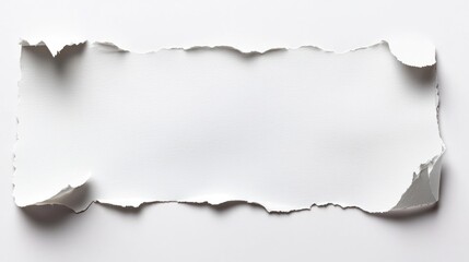 Fototapeta premium Torn white paper with curled edges, isolated against a white background