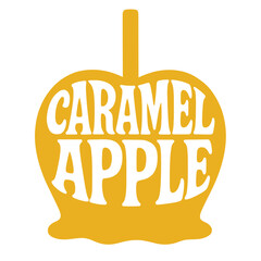Caramel apple logo design in yellow with stylized text  