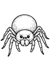Black and white vector of spider on white background. Perfect for engraving, prints, tattoos, laser projects, insect designs, and spider lovers