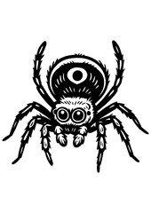 Black and white vector of spider on white background. Perfect for engraving, prints, tattoos, laser projects, insect designs, and spider lovers