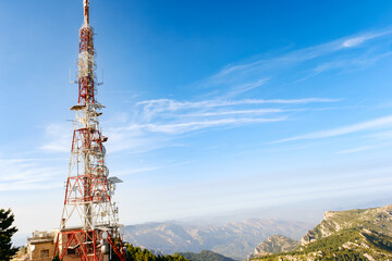 Telecommunications tower at the top of the mountain.