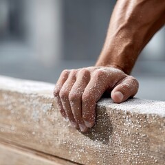 Close Up of Athlete's Hand Gripping Starting Block