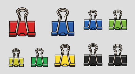 colorful binder clip set for office organization