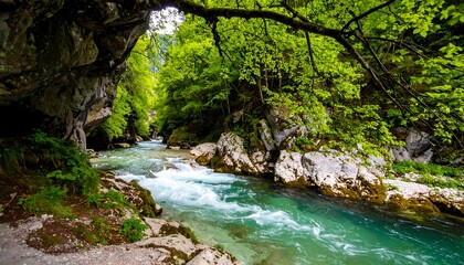 Verdant river gorge