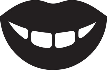 Silhouette vector of a bold smile with teeth line, ideal for confident, happy, and expressive design themes.