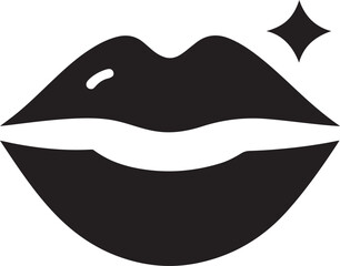 Silhouette vector of a funky lip shape with shiny smile, ideal for playful, stylish, and expressive design themes.