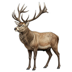 Majestic deer with antlers standing alert in natural habitat