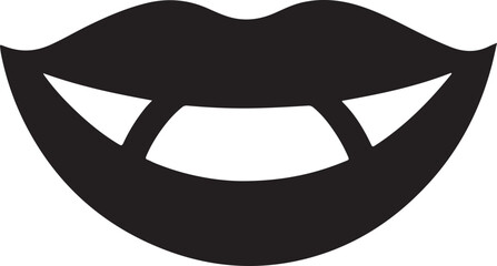 Silhouette vector of laughing lips with shiny gaps, perfect for joy, charm, humor, and playful smile designs.