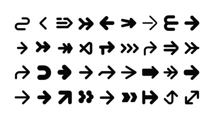 Diverse Collection of Black Arrow Icons and Symbols direction pointer