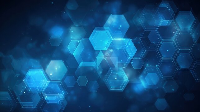 glowing blue hexagons abstract design - Powered by Adobe