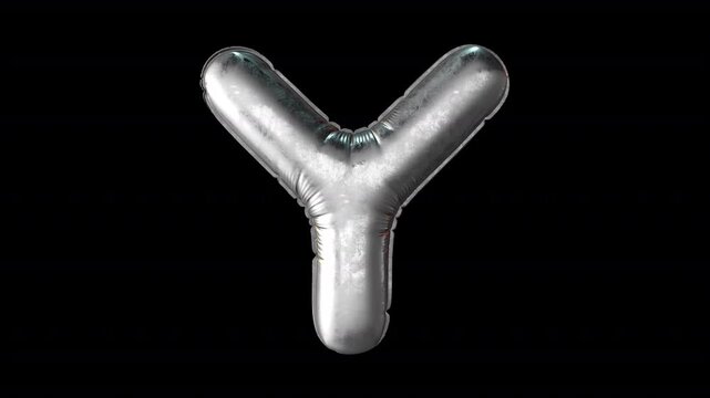 A soft bouncy metallic foil balloon letter on a transparent alpha channel.