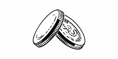 Illustration of two coins overlapping each other with visible edge details and number five