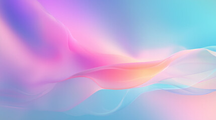 Fototapeta premium Fluid Pastel Aurora Gradient with Flowing Shapes in Soft Pink, Blue, and Peach Abstract Background