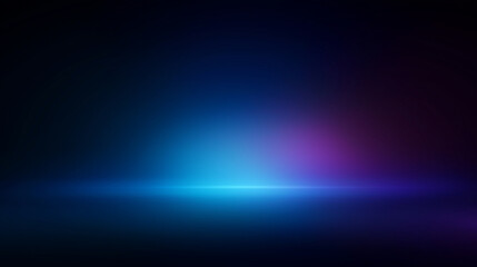 Dark Indigo to Black Minimal Abstract Background with Neon Blue and Purple Horizon Glow and Smooth Gradient Light Beam