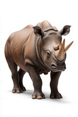 Obraz premium Powerful Rhino Portrait: A captivating close-up shot of a massive rhinoceros showcases its thick hide, formidable horn, and intense gaze, conveying strength and untamed beauty. 