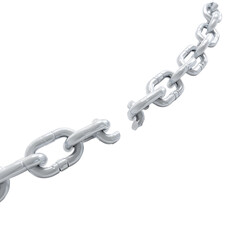 Obraz premium Broken chain symbolizes freedom, escape, and overcoming obstacles, transparent background