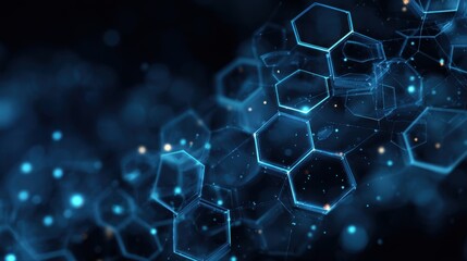 glowing blue hexagons digital network