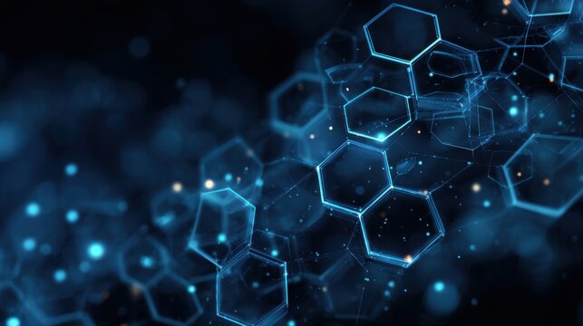 glowing blue hexagons digital network