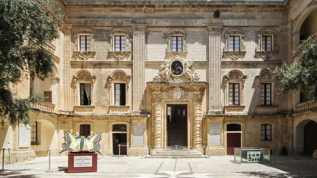 The main fasade of National Museum Of Natural History in Mdina medieval city in Malta