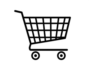Simple black outline shopping cart