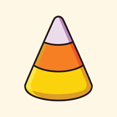 Classic Halloween candy corn image with yellow, orange, and white layers