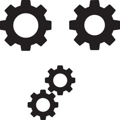 A set of gear icons showing intricate mechanical cogs and wheels for a variety of industrial and technological designs