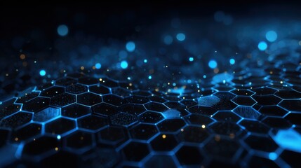 glowing blue hexagon network pattern