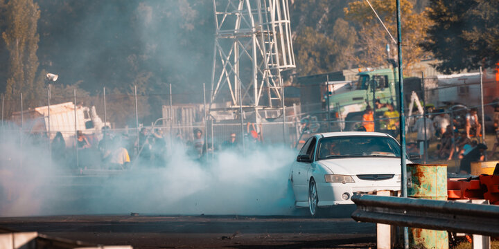 Australia Day long weekend burnout competition at Kandos in rural New South Wales