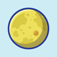 Cartoon vector of a full moon with craters and a blue outline