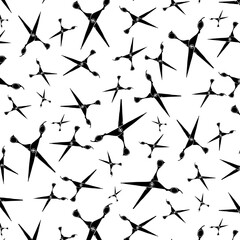 scissors Hair Salon seamless pattern. Vector graphic line ink illustration. Hairdresser, barbershop beauty background of isolated element. Salon and barber collection on white backdrop.