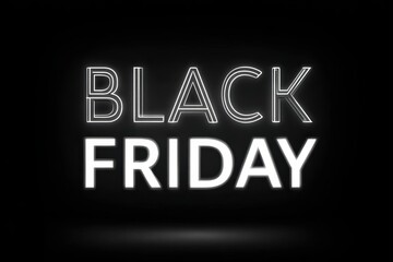 Black Friday typography banner. Black Friday modern linear typography text illustration isolated on black background. Design template for Black Friday sale banner