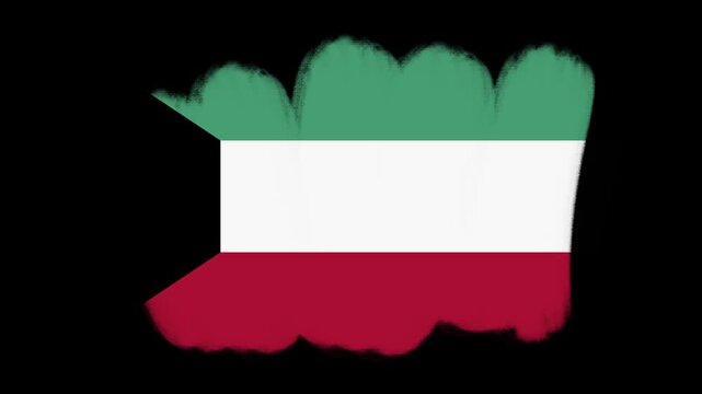 Kuwait flag created with brush strokes